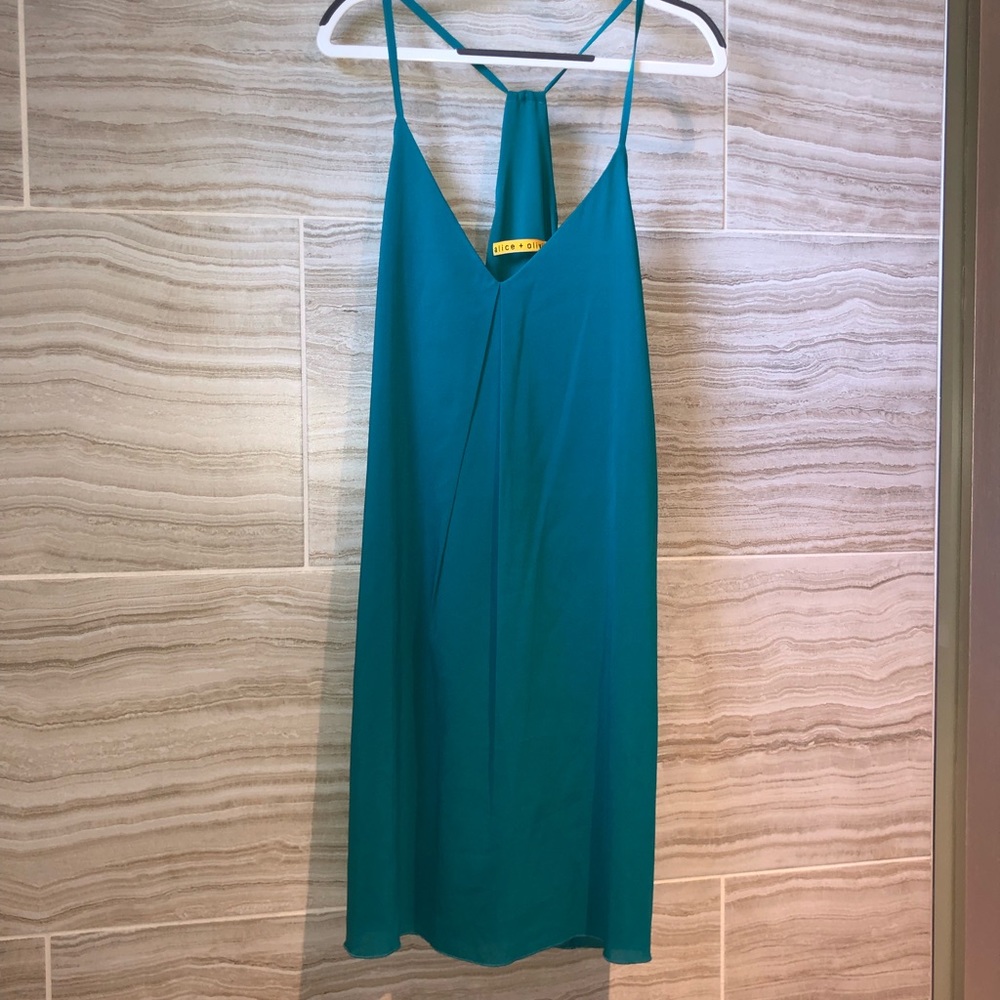 Alice and Olivia Fierra tank dress in teal sz XS